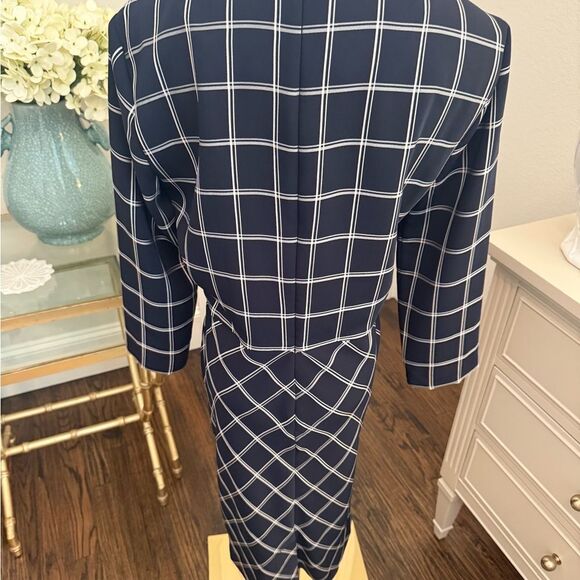 Elizabeth and James Royal Combo Windowpane Knotted Shift Dress-kk13 - Picture 4 of 6